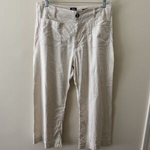 Anthropologie Maeve The Colette Wide Leg Linen Pants Cream Women's Size‎ 33